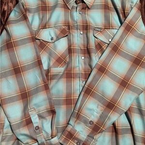 DIXXON Men's Casual Plaid Shirt - Brown and Teal